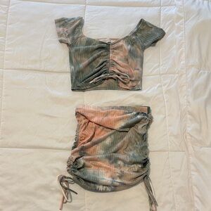Tie-Dye Crop Top and Skirt Set